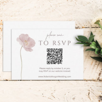 Einfache Wildblume Boho Wedding RSVP mit QR Code Karte