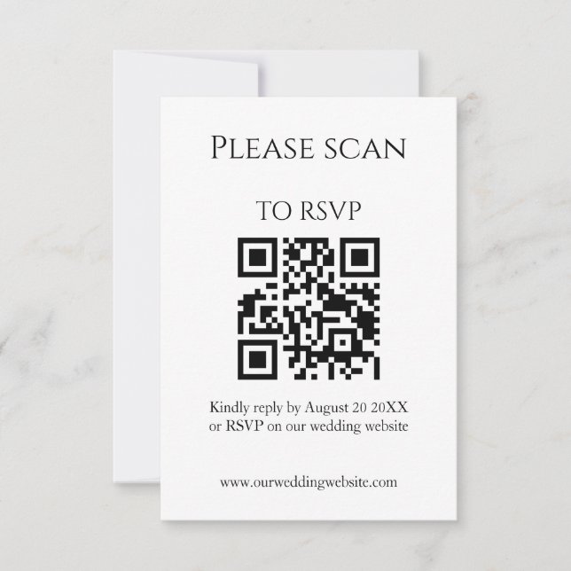 Einfache Wildblume Eleganter QR Code & UAWG Weddin RSVP Karte (Vorderseite)