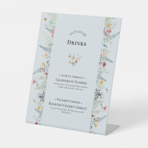 Einfache Wildblume Fern Dusty Blue Signature Drink Sockelschild