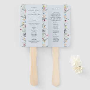 Einfache Wildblume Fern Dusty Blue Wedding Program Fächer