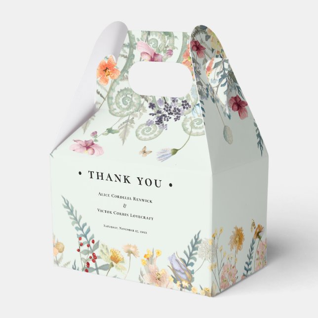 Einfache Wildblume Fern Mint Green Wedding Geschenkschachtel (Vorderseite)