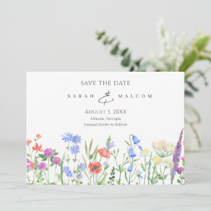 Einfache Wildblume Foto Hochzeit speichern das Dat Save The Date