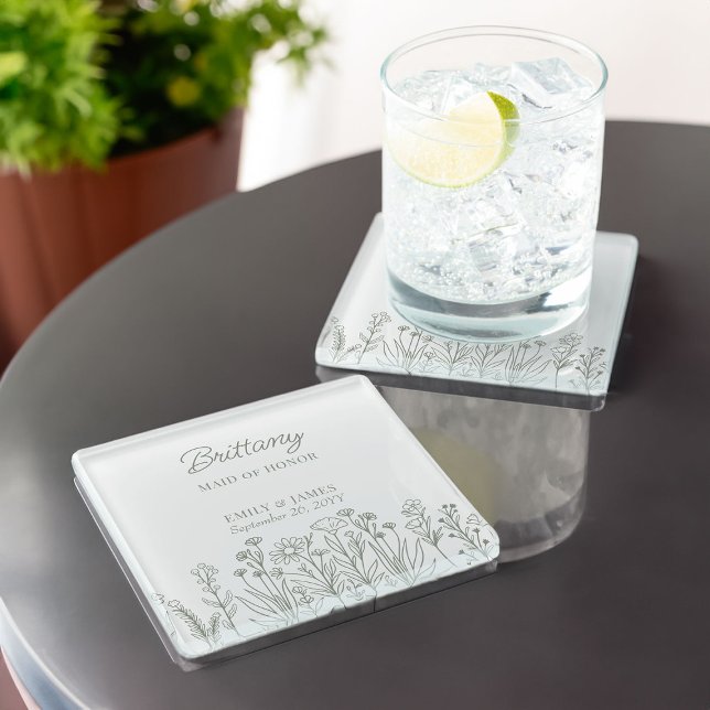 Einfache Wildblume für jede Farbensehe Glasuntersetzer (Wildflower Wedding Party Gift Coasters to personalize for your bridesmaids, groomsmen etc)