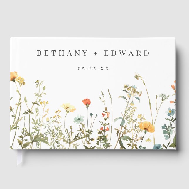 Einfache Wildblume Hochzeit Gästebuch (Vorderseite)