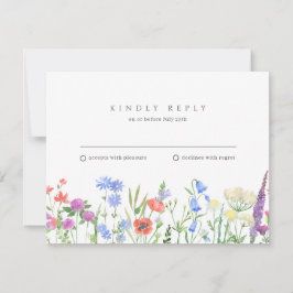 Einfache Wildblume Hochzeit RSVP Karte
