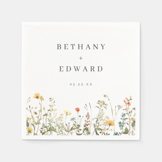 Einfache Wildblume Hochzeit Serviette (Vorderseite)