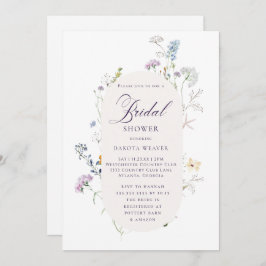 Einfache Wildblume Kalligrafie Blumenmuster Brautp Einladung