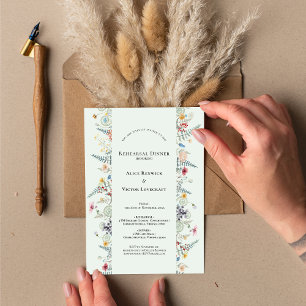 Einfache Wildblume Mint Green Wedding Probe Einladung