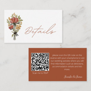 Einfache Wildblume Terracotta QR Code Details Begleitkarte