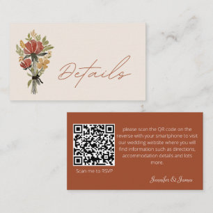 Einfache Wildblume Terracotta QR Code Details Begleitkarte