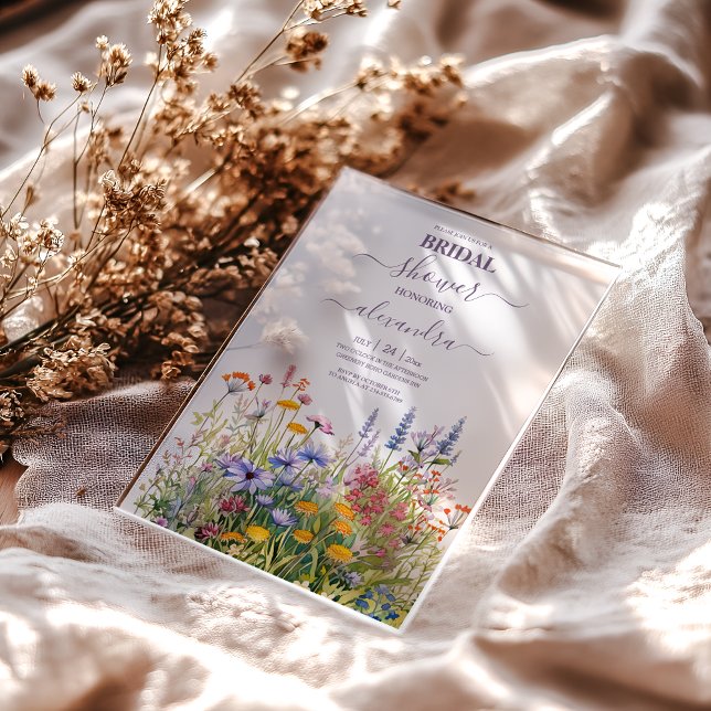 Einfache Wildblumen Brautparty Botanischer Garten Acryleinladungen (Von Creator hochgeladen)