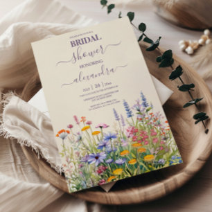 Einfache Wildblumen Brautparty Botanischer Garten Einladung