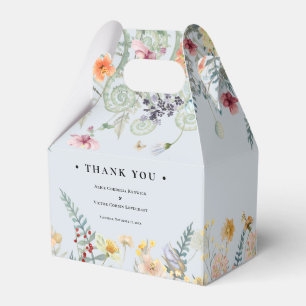Einfache Wildblumen-Farn-Staubblaue Hochzeit Geschenkschachtel