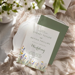 Einfache Wildblumen-Formale Hochzeitseinladung Einladung