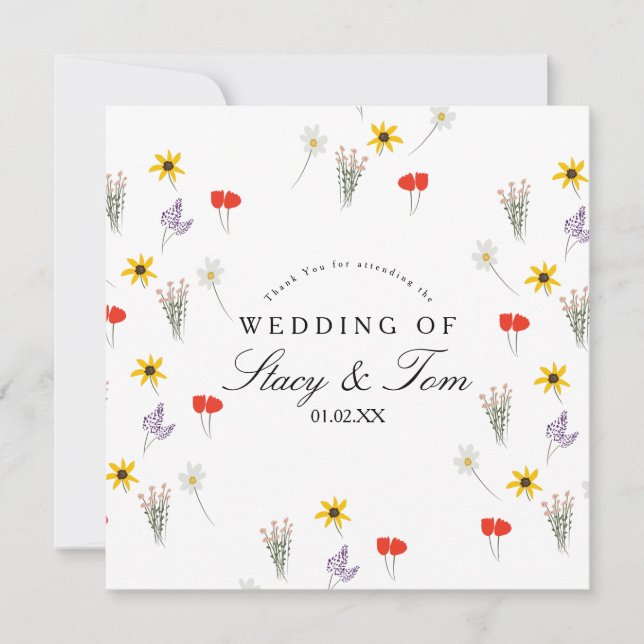 Einfache Wildblumen handgezeichnete Hochzeit Viele (Vorderseite)