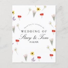 Einfache Wildblumen handgezeichnete Hochzeit Viele Postkarte