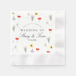 Einfache Wildblumen handgezeichnete Hochzeit Viele Serviette