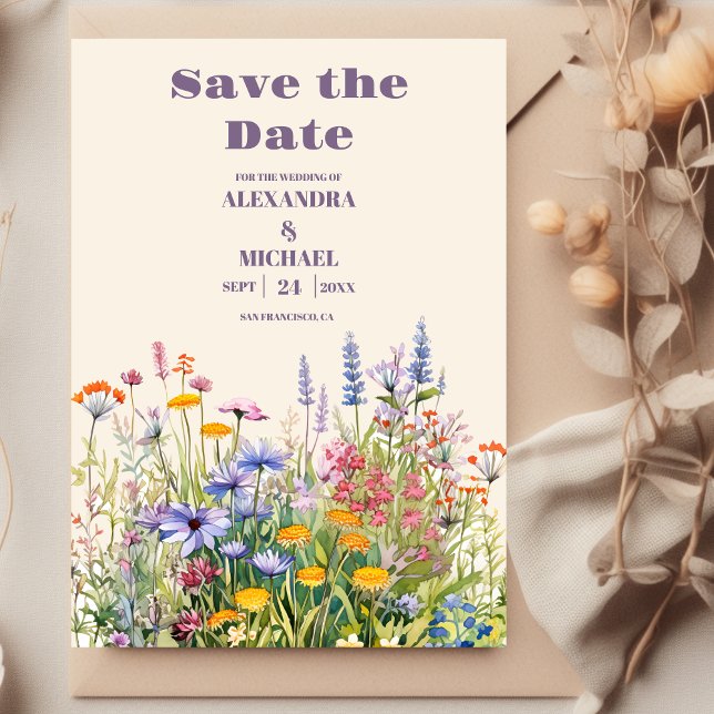 Einfache Wildblumen Hochzeit im botanischen Garten Save The Date (Von Creator hochgeladen)