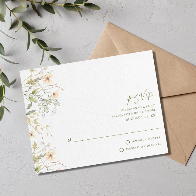 Einfache Wildblumen Hochzeit RSVP Karte (Simple Wildflowers Wedding RSVP Card)