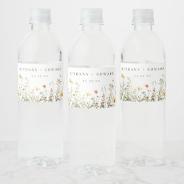 Einfache Wildblumen-Hochzeit Wasserflaschenetikett