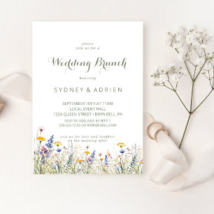 Einfache Wildblumen-Hochzeitsbrunch-Einladung Einladung