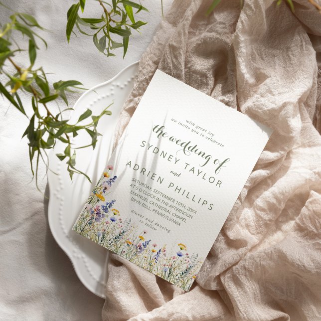 Einfache Wildblumen-Hochzeitseinladung Einladung (Von Creator hochgeladen)