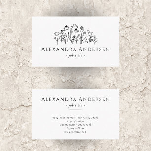 Einfache Wildblumen Minimalistisch Visitenkarte