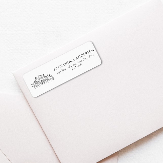 Einfache Wildblumen Minimalistische Blumenadresse (Simple Wildflowers Minimalist Floral Address label)