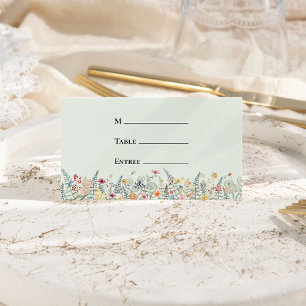 Einfache Wildblumen-Minzgrüne Hochzeit-Menükarte g Platzkarte