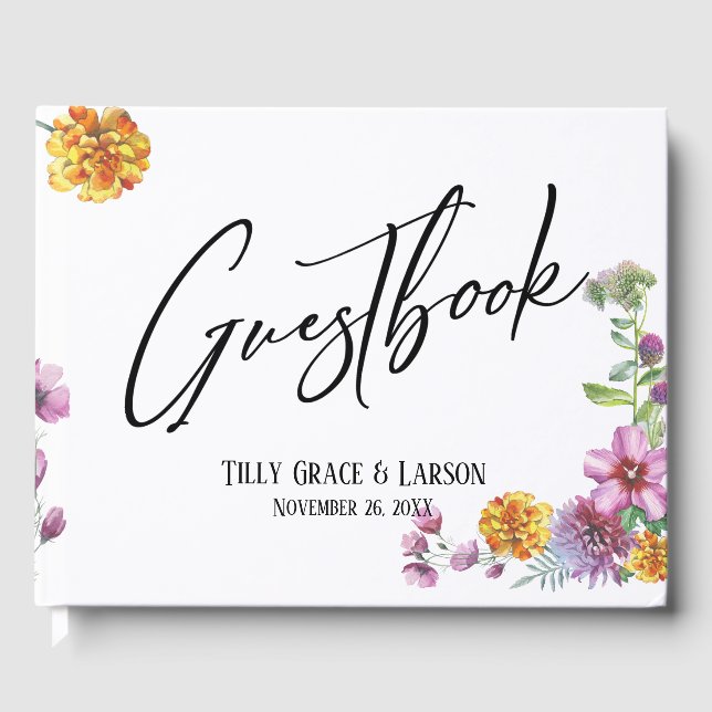 Einfache Wildblumen und Handschriften Gästebuch (Vorderseite)