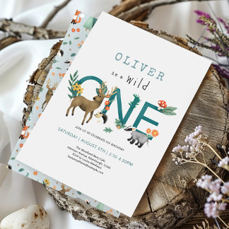 Einfache Wildtiere 1. Geburtstag Einladung