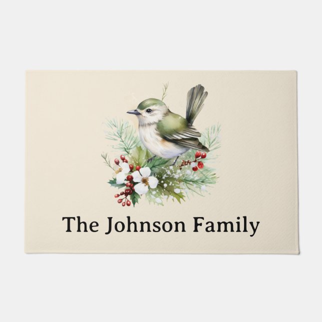 Einfache Winter Bird Weihnachtszeit Fußmatte (Vorderseite)