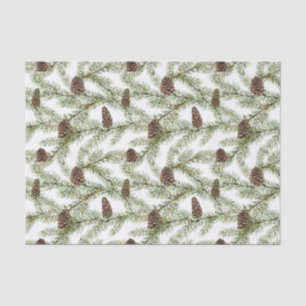 Einfache Winter Fiber Cone Wasserfarben Weihnachte Seidenpapier