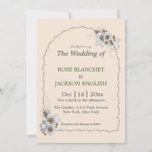 Einfache Winter Hochzeit Weiße Blume Einladung