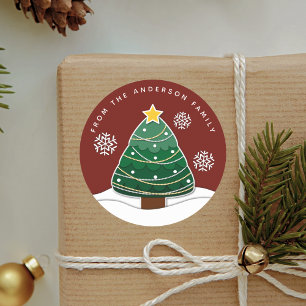 Einfache Winter Schneeflocken Weihnachtsfeiertag R Runder Aufkleber