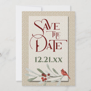 Einfache Winterhochzeit mit Verlobungsfotos Save The Date