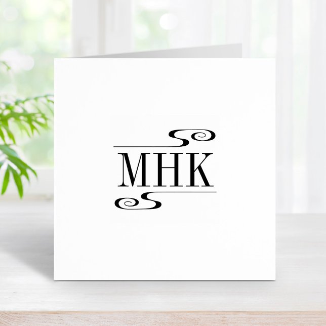 Einfache Wirbel Monogramm-Initialen 1x1 Gummistempel (Von Creator hochgeladen)