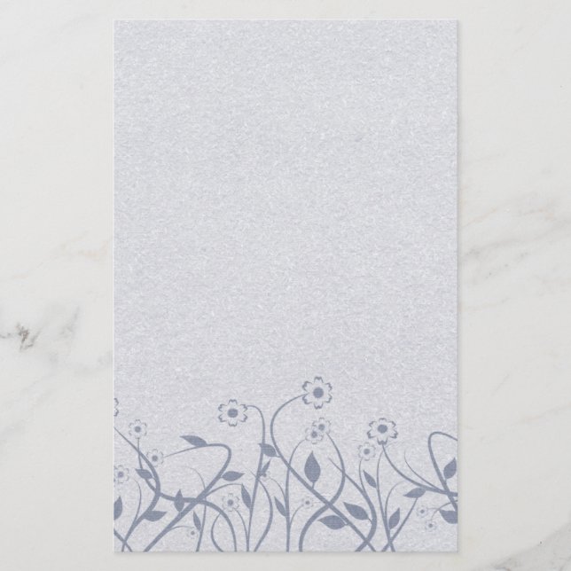 Einfache Wirble blaue Blumengeschosse Briefpapier (Vorderseite)