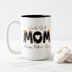 Einfache World's Best Mom Muttertags-Kalligrafie Zweifarbige Tasse
