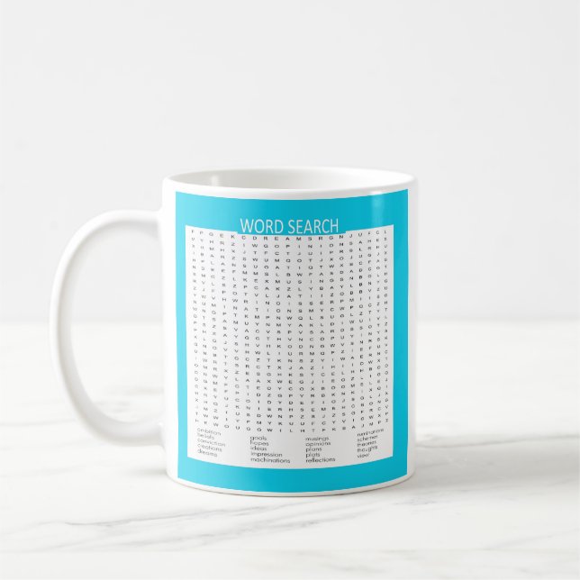 Einfache Wortsuche an der Aqua Color Border Kaffeetasse (Links)