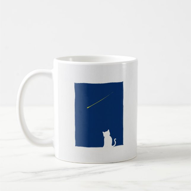 Einfache Wunder Ruhe Charming Cat Shooting Star Kaffeetasse (Links)