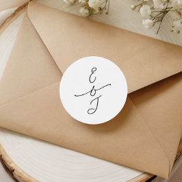 Einfache wunderliche handgeschriebene Monogramm-Ho Runder Aufkleber