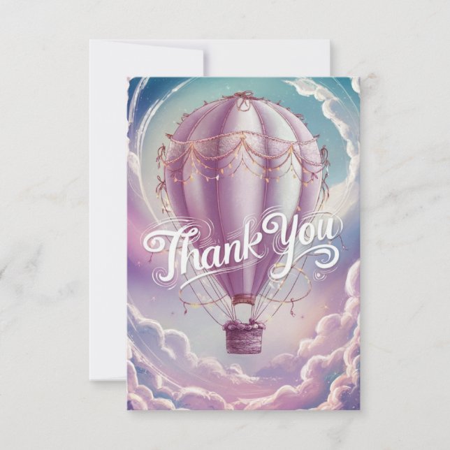 Einfache Wünsche Heißluftballon Dankeskarte (Vorderseite)