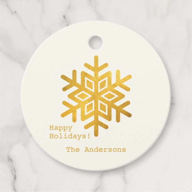 Einfache Wünsche ・ Minimal Gold Snowflake Weihnach Geschenkanhänger (Vorderseite)