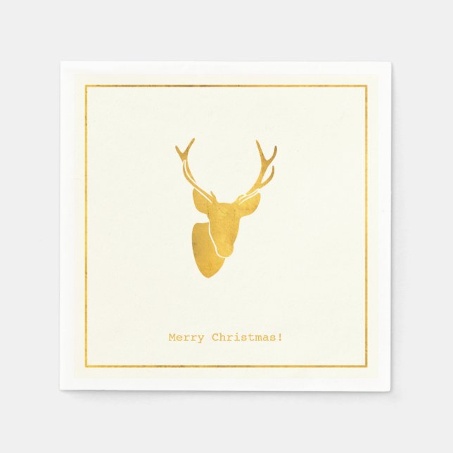 Einfache Wünsche ・ Minimalistische Goldweihnachtsz Serviette (Vorderseite)