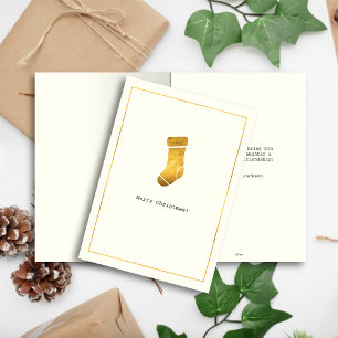 Einfache Wünsche - Minimalistischer Gold Strumpf W Feiertagskarte