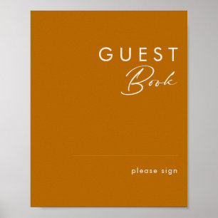 einfache Wüste   Burnt Orange Guest Book Sign Poster