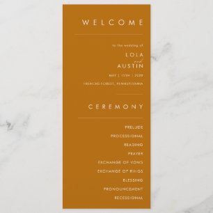 einfache Wüste Burnt Orange Wedding Program Programm