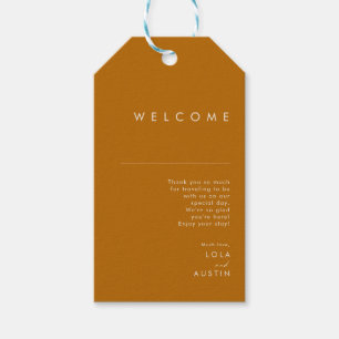 einfache Wüste Burnt Orange Wedding Welcome Geschenkanhänger