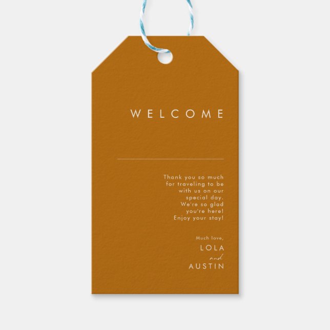 einfache Wüste | Burnt Orange Wedding Welcome Geschenkanhänger (Vorderseite)